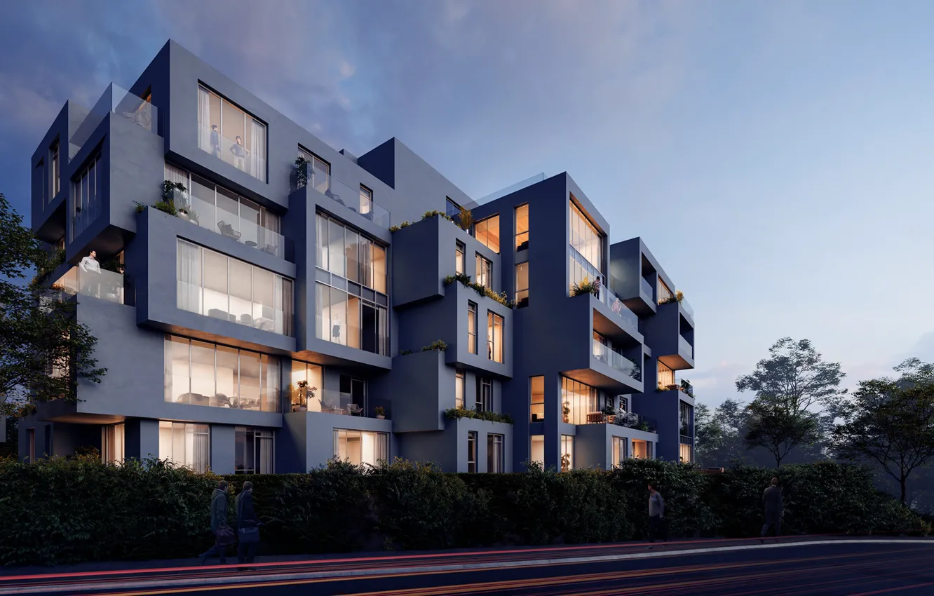 Photo wallpaper the sky, trees, structure, the bushes, Beykoz Housing Project at Bosphorus