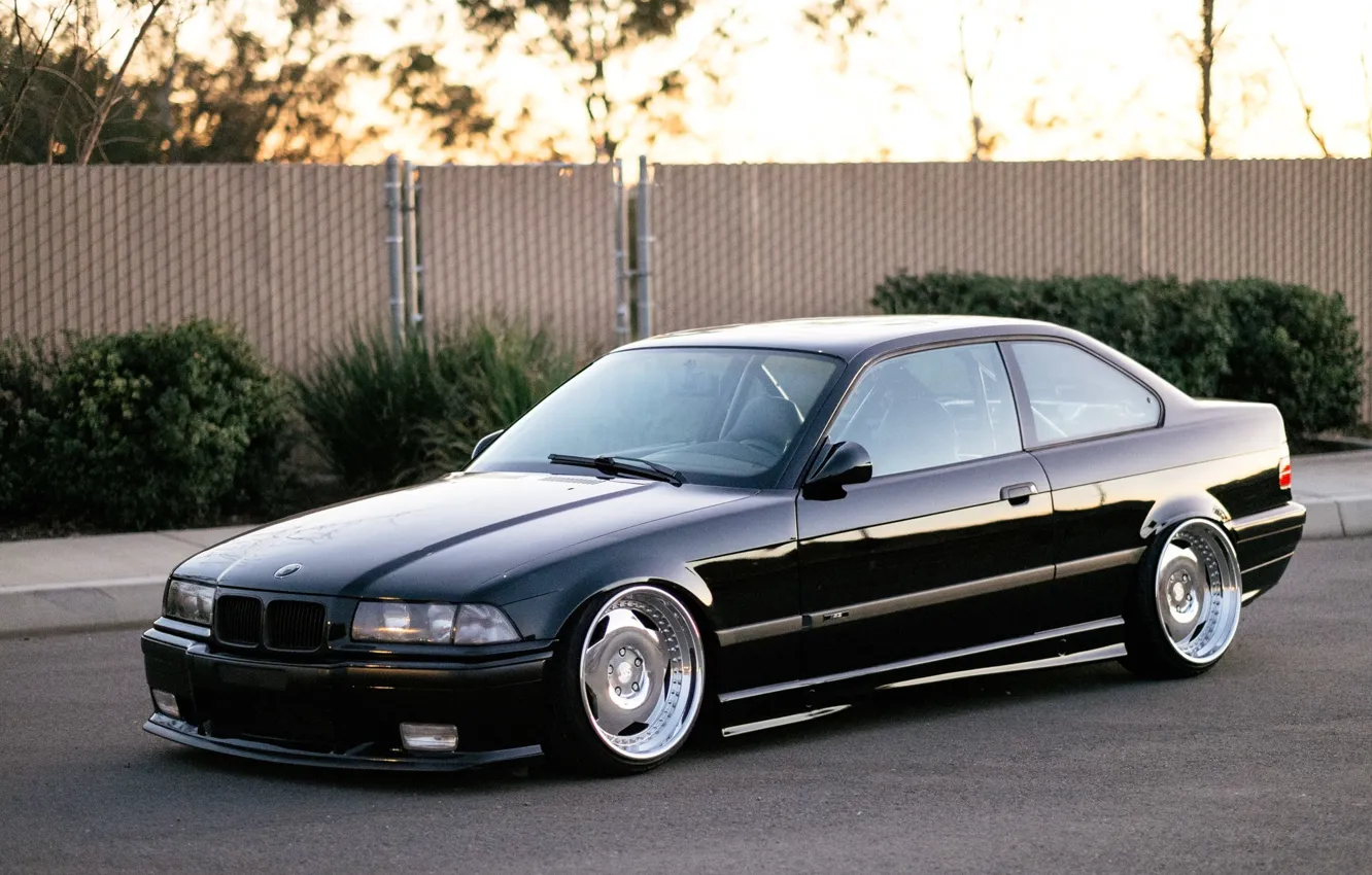 Photo wallpaper BMW, black, Germany, tuning, low, stance, E36