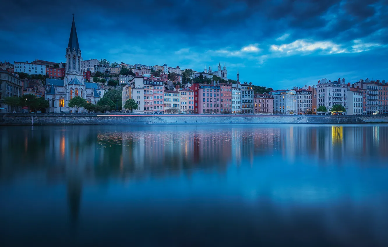 Photo wallpaper river, France, Lyon