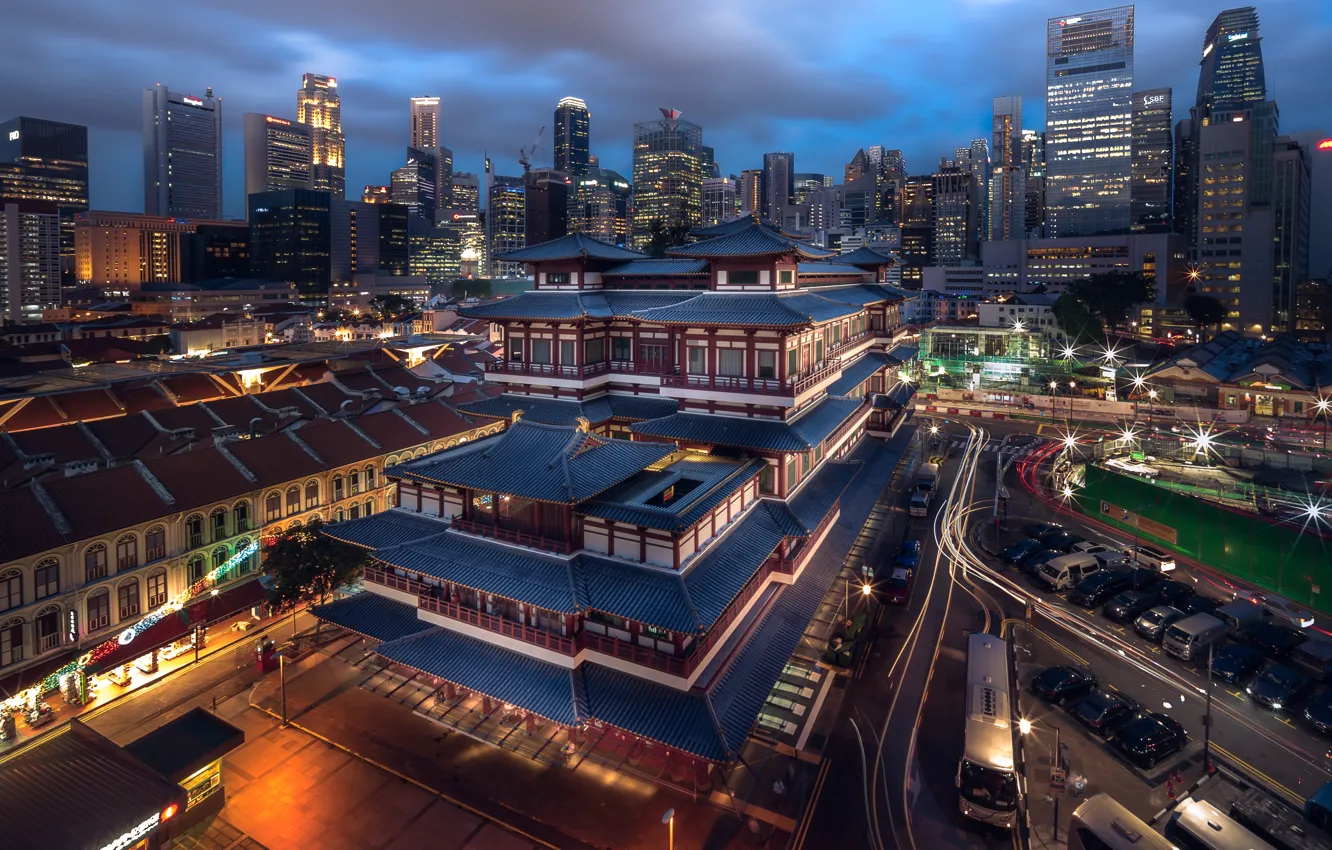 Photo wallpaper night, the city, architecture