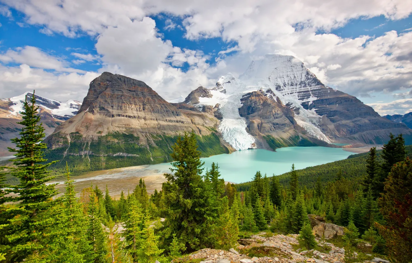 Photo wallpaper forest, landscape, mountains, nature, lake, Canada