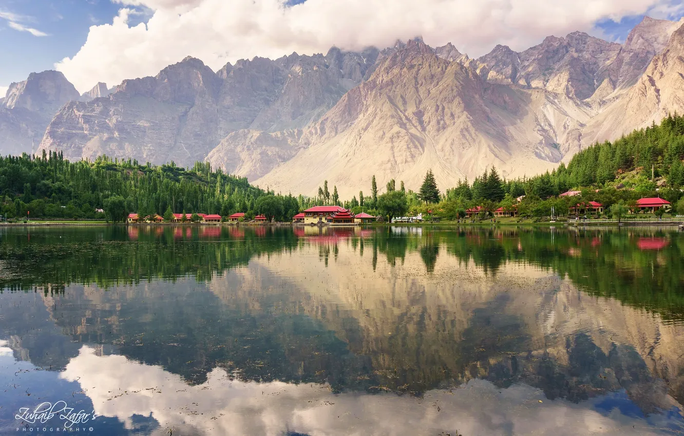 Photo wallpaper forest, landscape, mountains, nature, lake, reflection