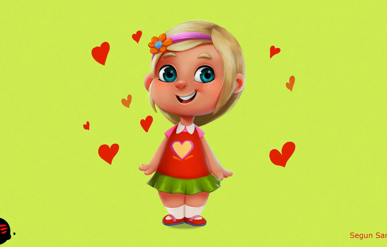 Photo wallpaper mood, art, girl, hearts, children's, little girl, according to samson