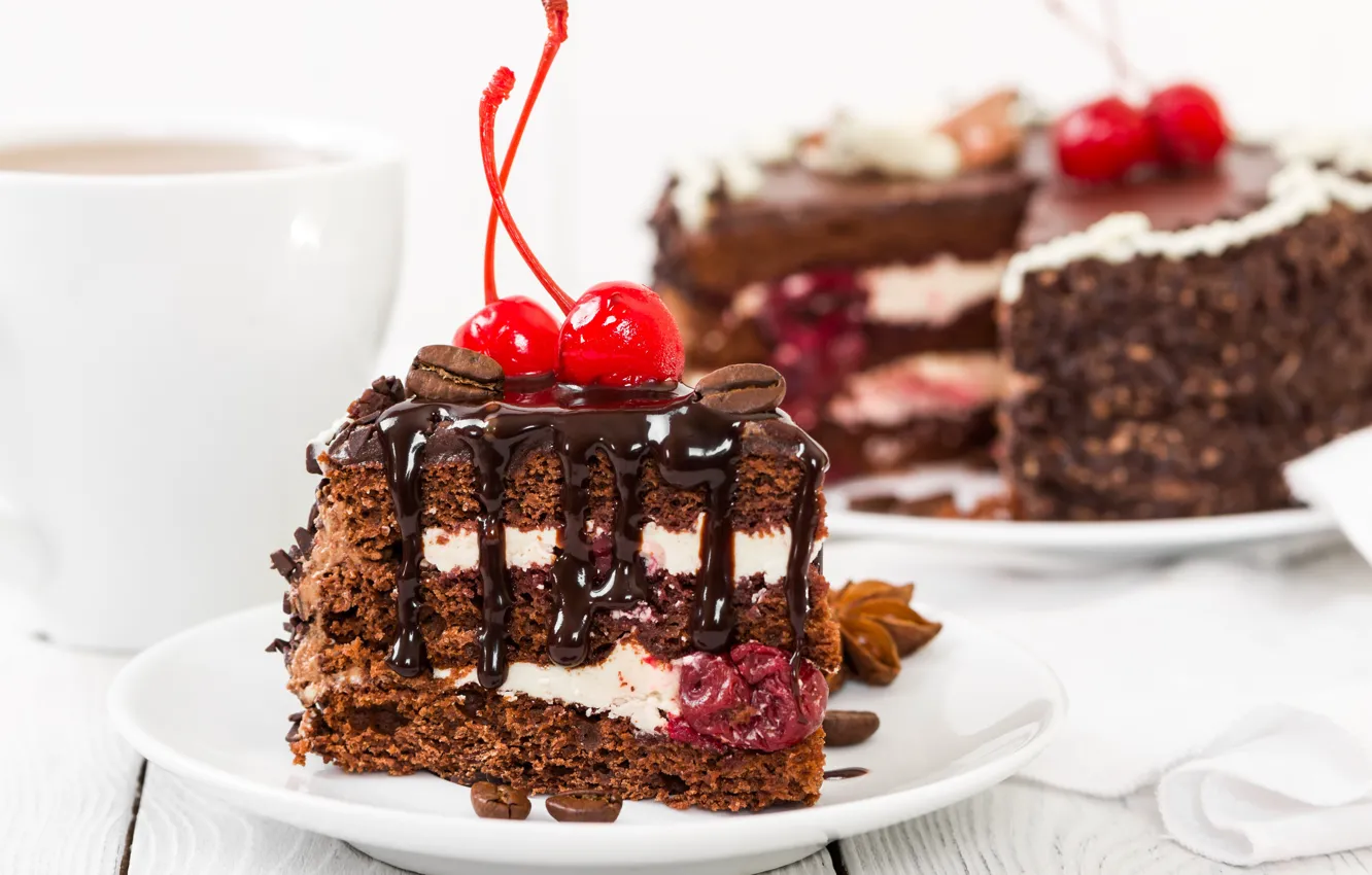 Photo wallpaper chocolate, cake, cream, dessert