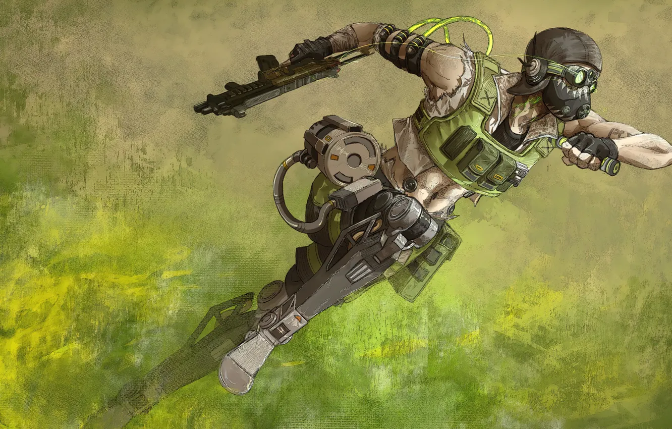 Photo wallpaper green, Game Art, Octane, Apex Legends, apex legends art, apex art