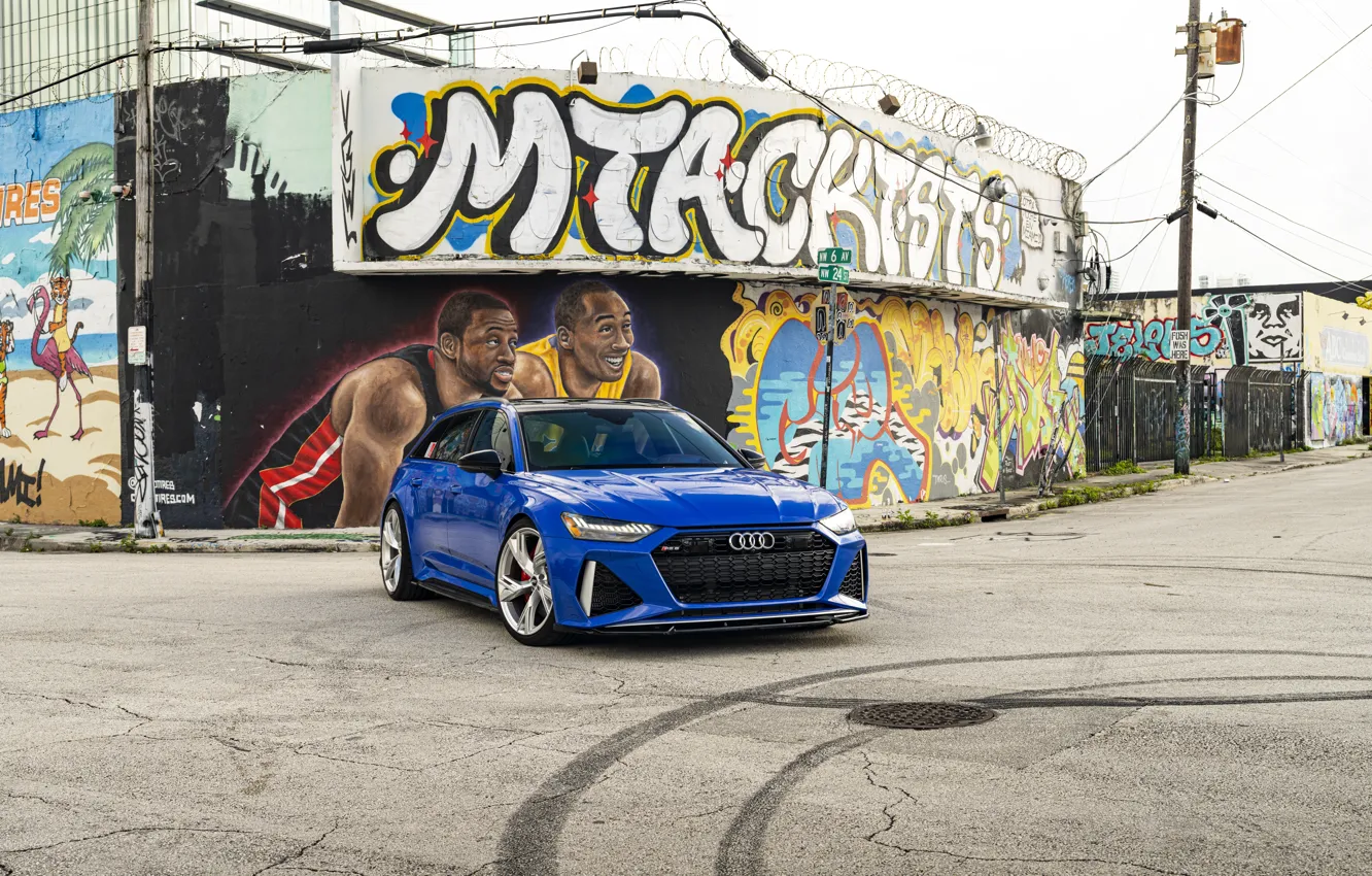 Photo wallpaper Audi, Blue, Graffiti, Before, RS6, VAG