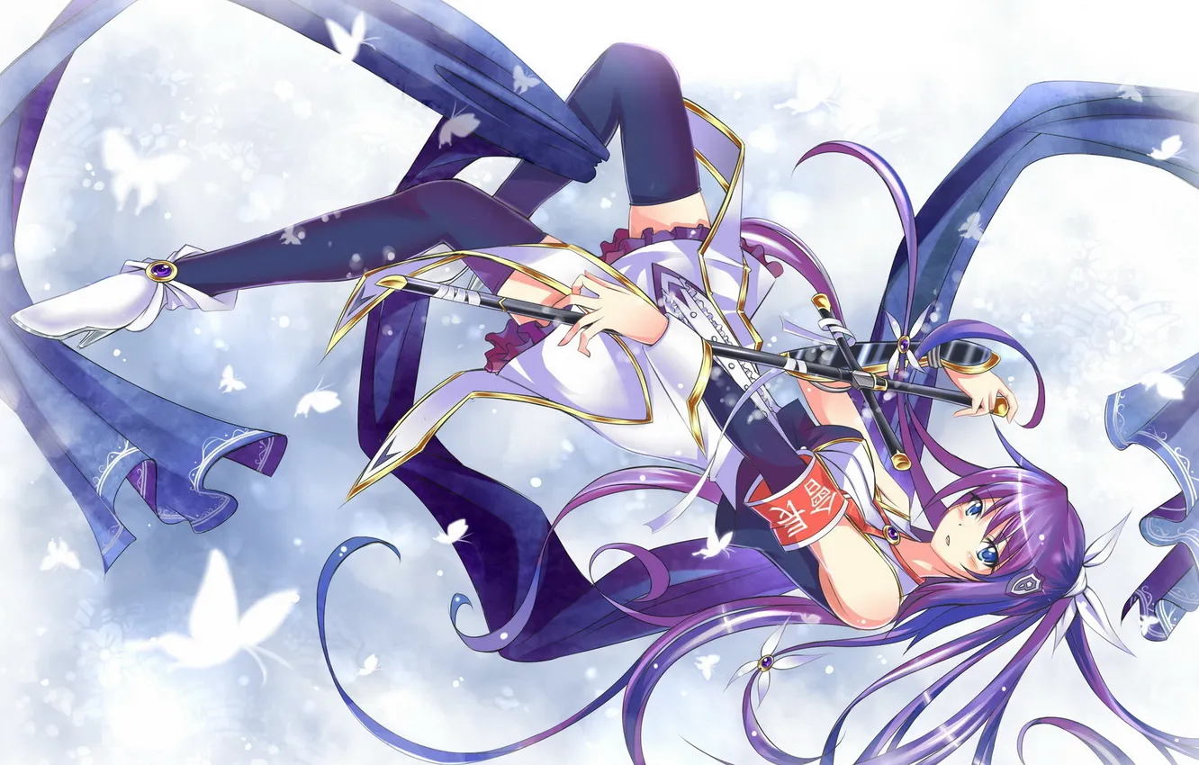 Photo wallpaper girl, butterfly, anime