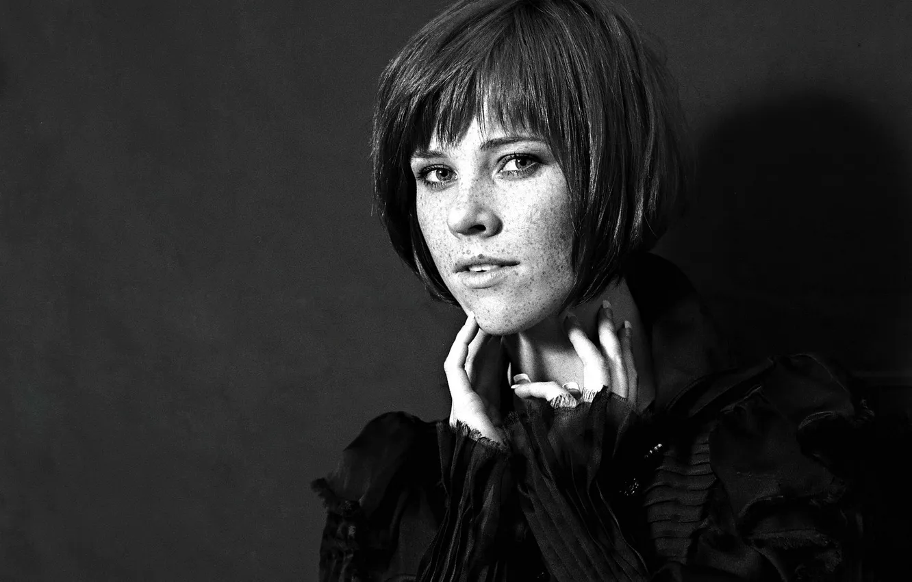 Photo wallpaper actress, Natalya Rudakova, black and white portrait