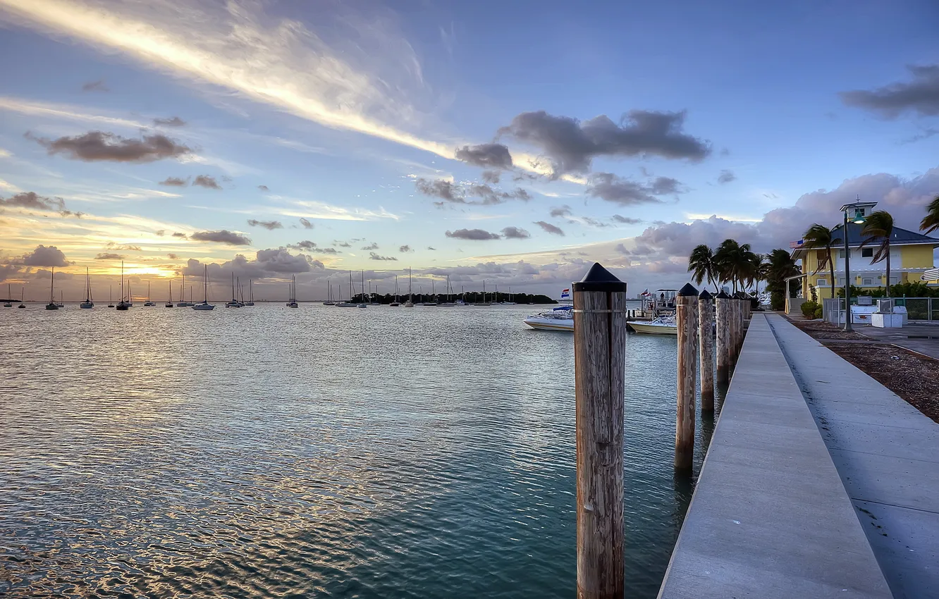 Photo wallpaper landscape, lake, boat, Marina