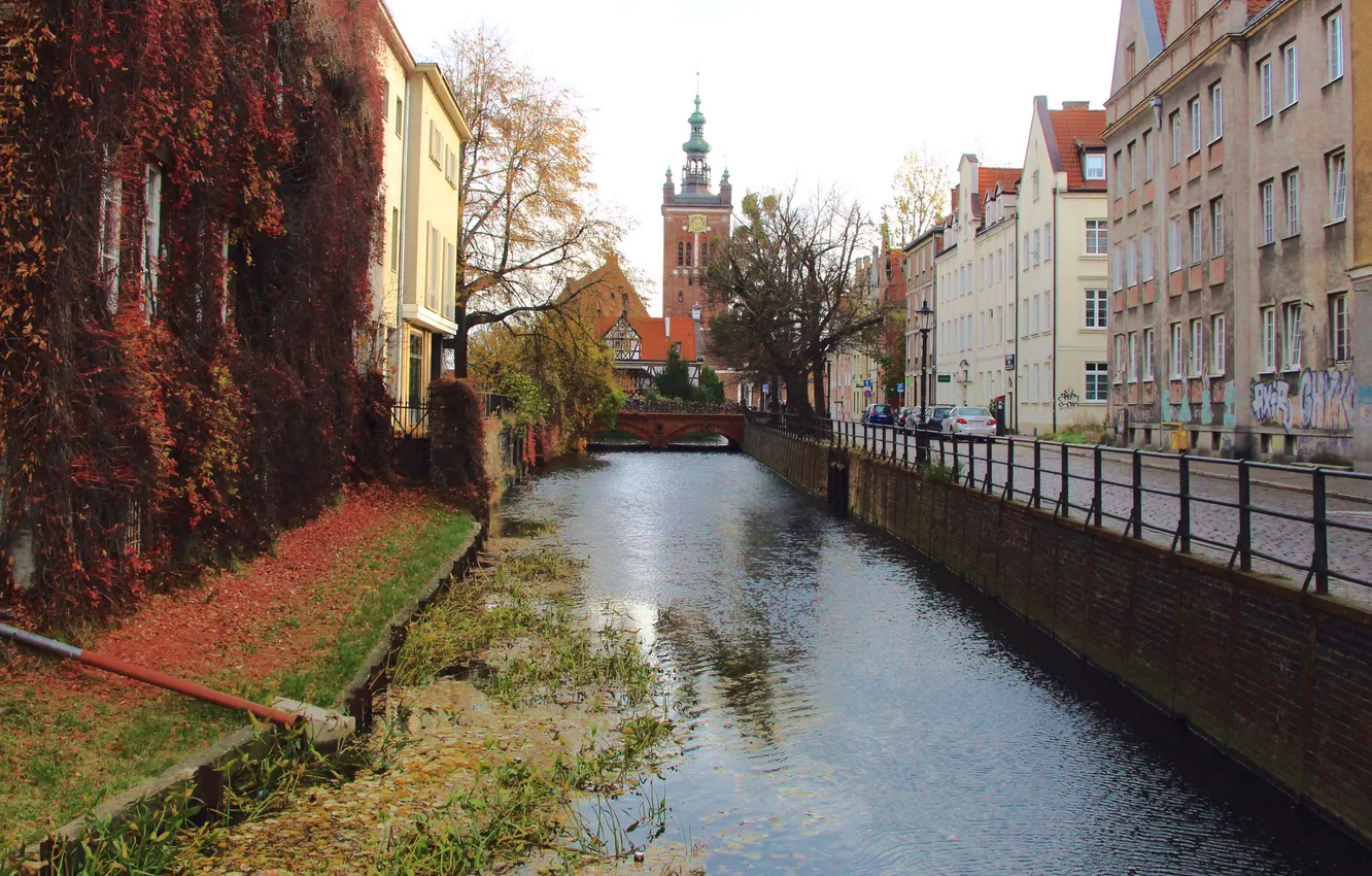 Photo wallpaper city, river, building, canal