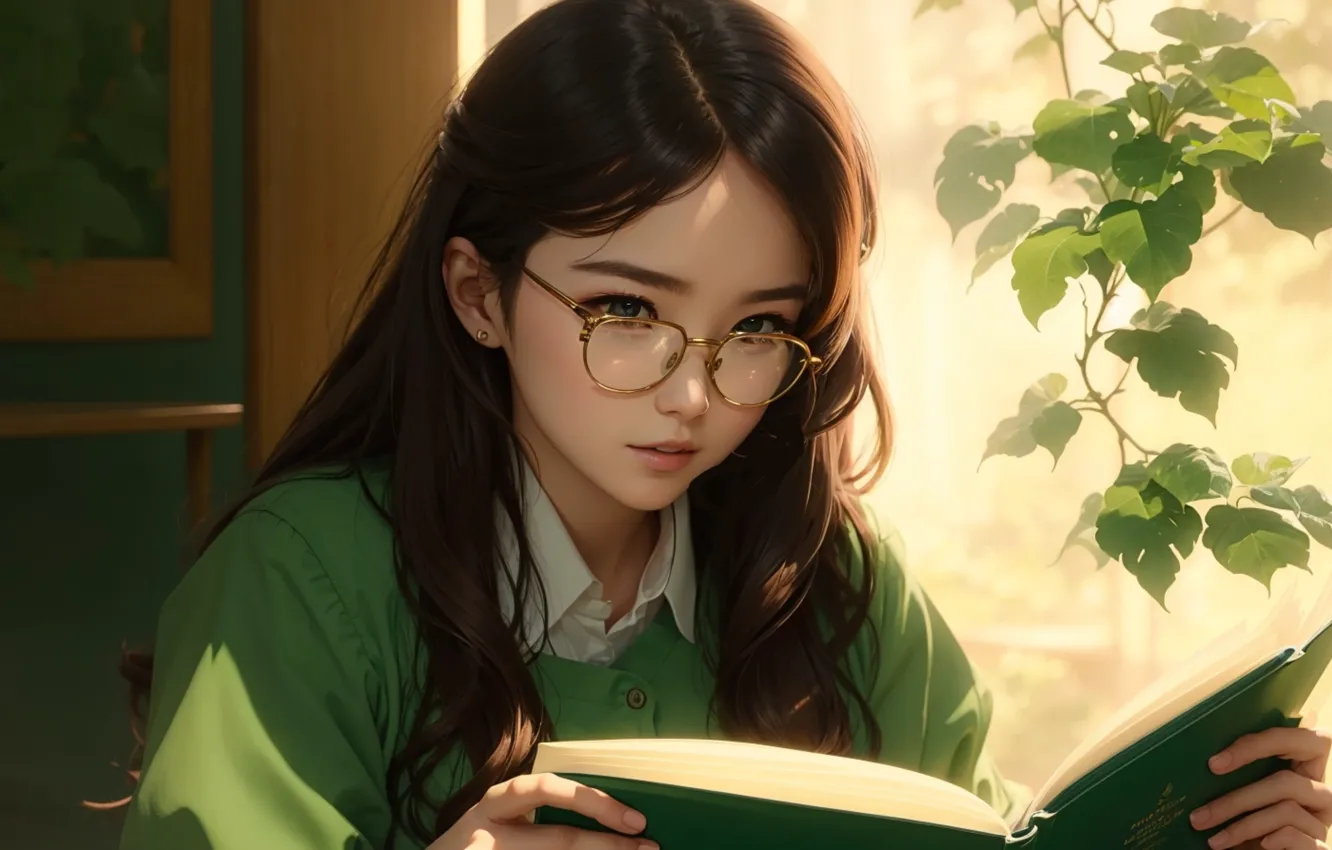 Photo wallpaper look, girl, face, portrait, AI art, neural network