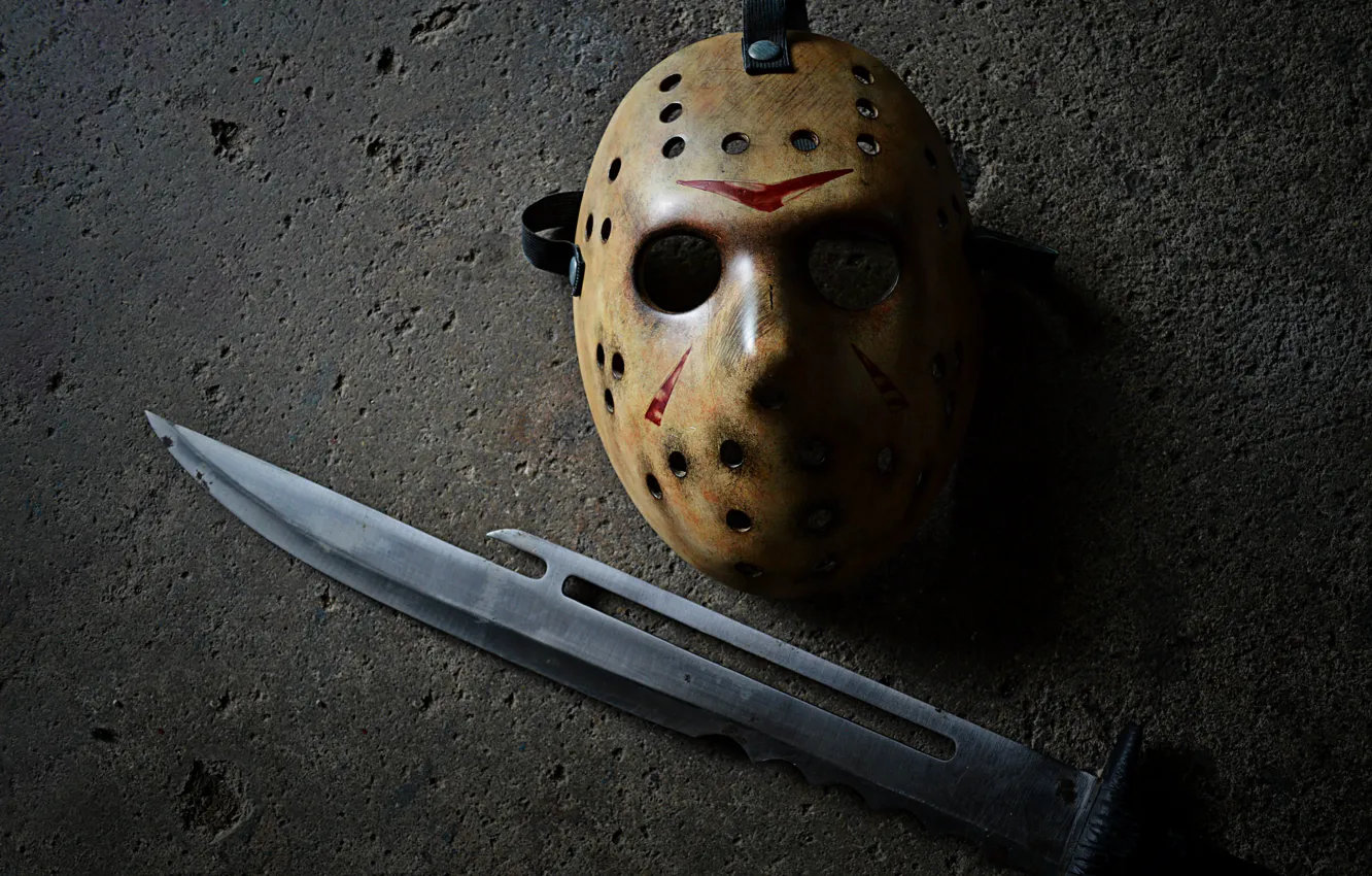 Photo wallpaper mask, Jason, Friday the 13th, knife, Jason