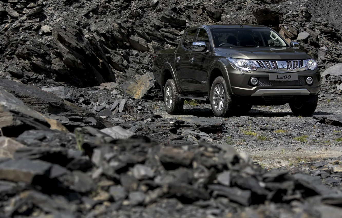 Photo wallpaper stones, Mitsubishi, pickup, blade, L200, 2015
