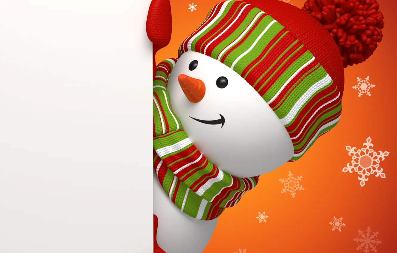 Photo wallpaper winter, snow, holiday, new year, snowman, fabulously