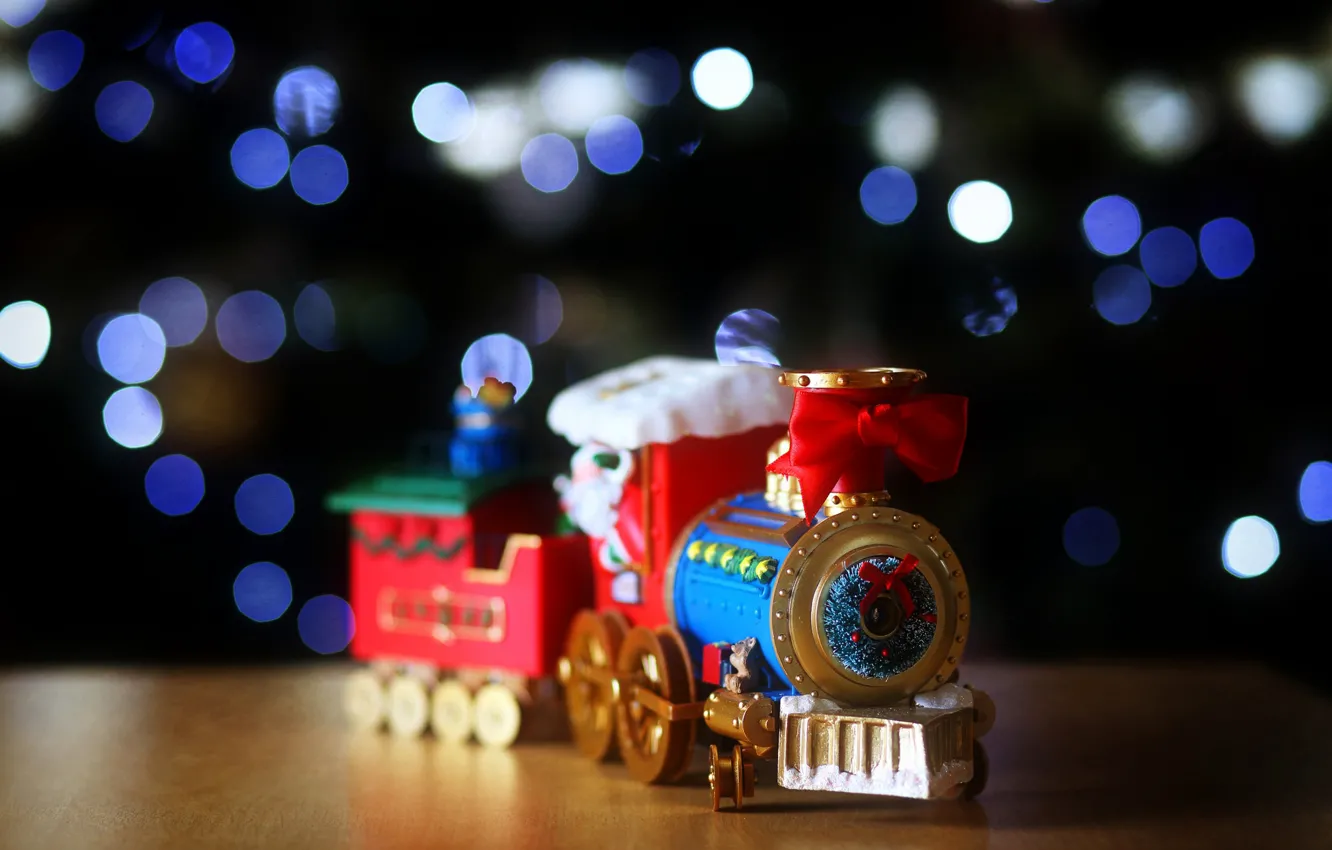 Photo wallpaper lights, Christmas, train
