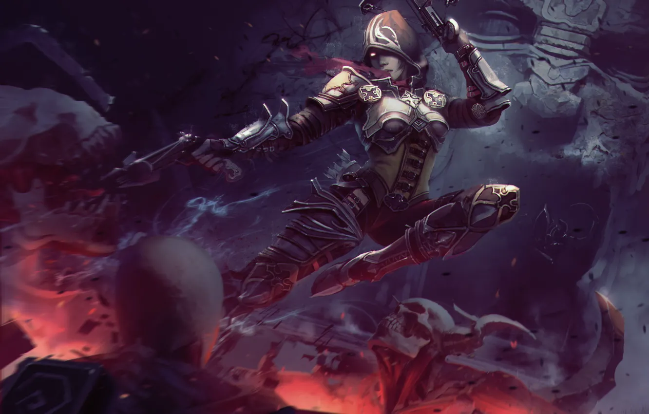 Photo wallpaper hood, Diablo 3, crossbow, Demon hunter