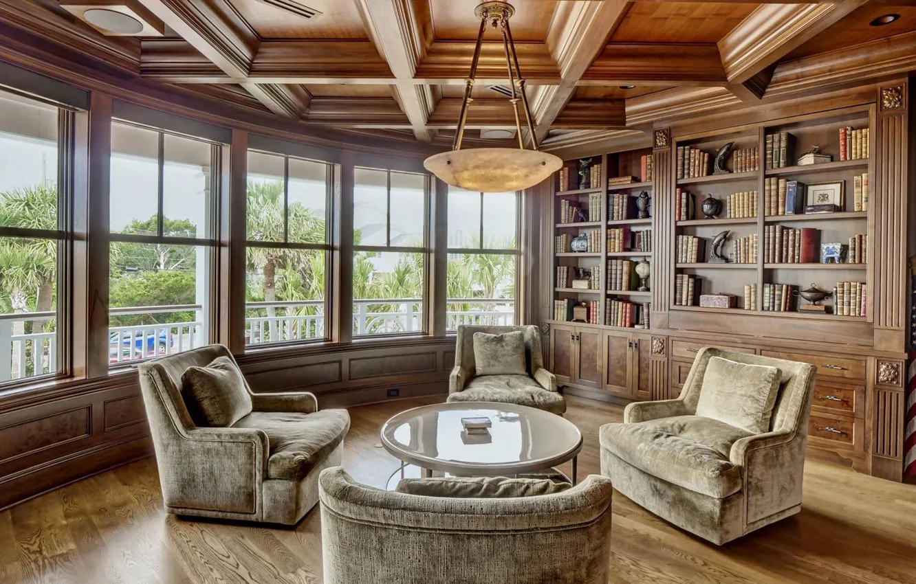 Photo wallpaper design, style, room, Villa, interior, FL, library