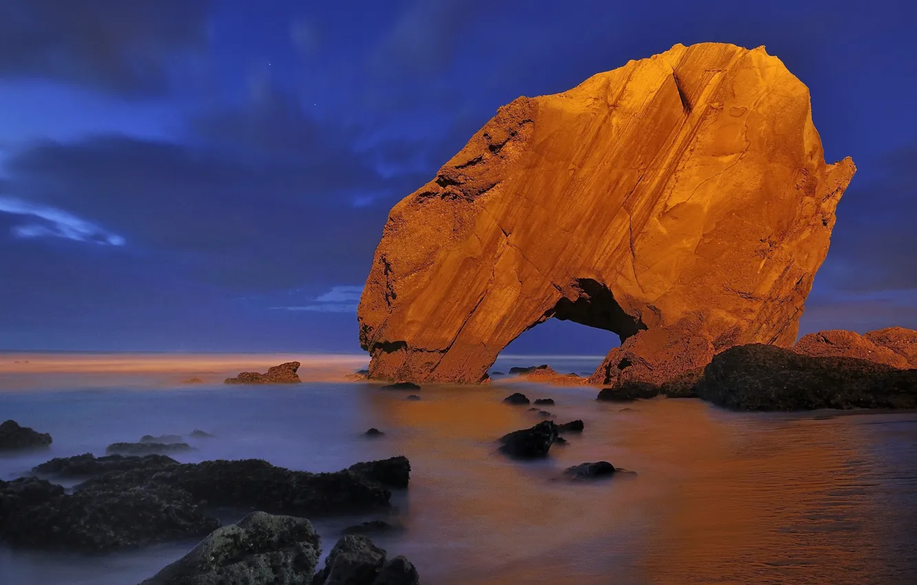 Photo wallpaper beach, nature, rock, stones, the ocean, Portugal, Portugal, Santa Cruz