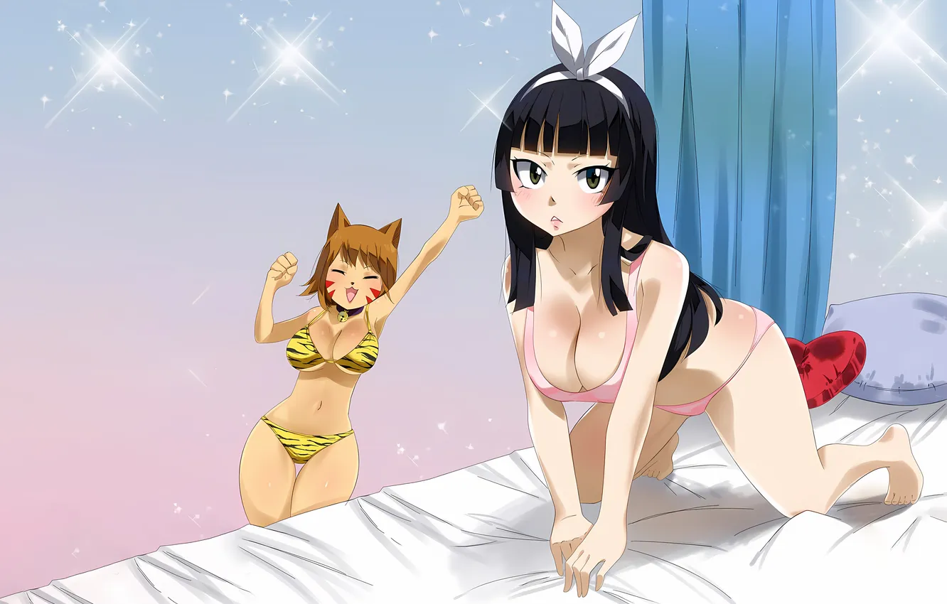 Photo wallpaper sexy, lingerie, bra, cleavage, panties, long hair, legs, girls