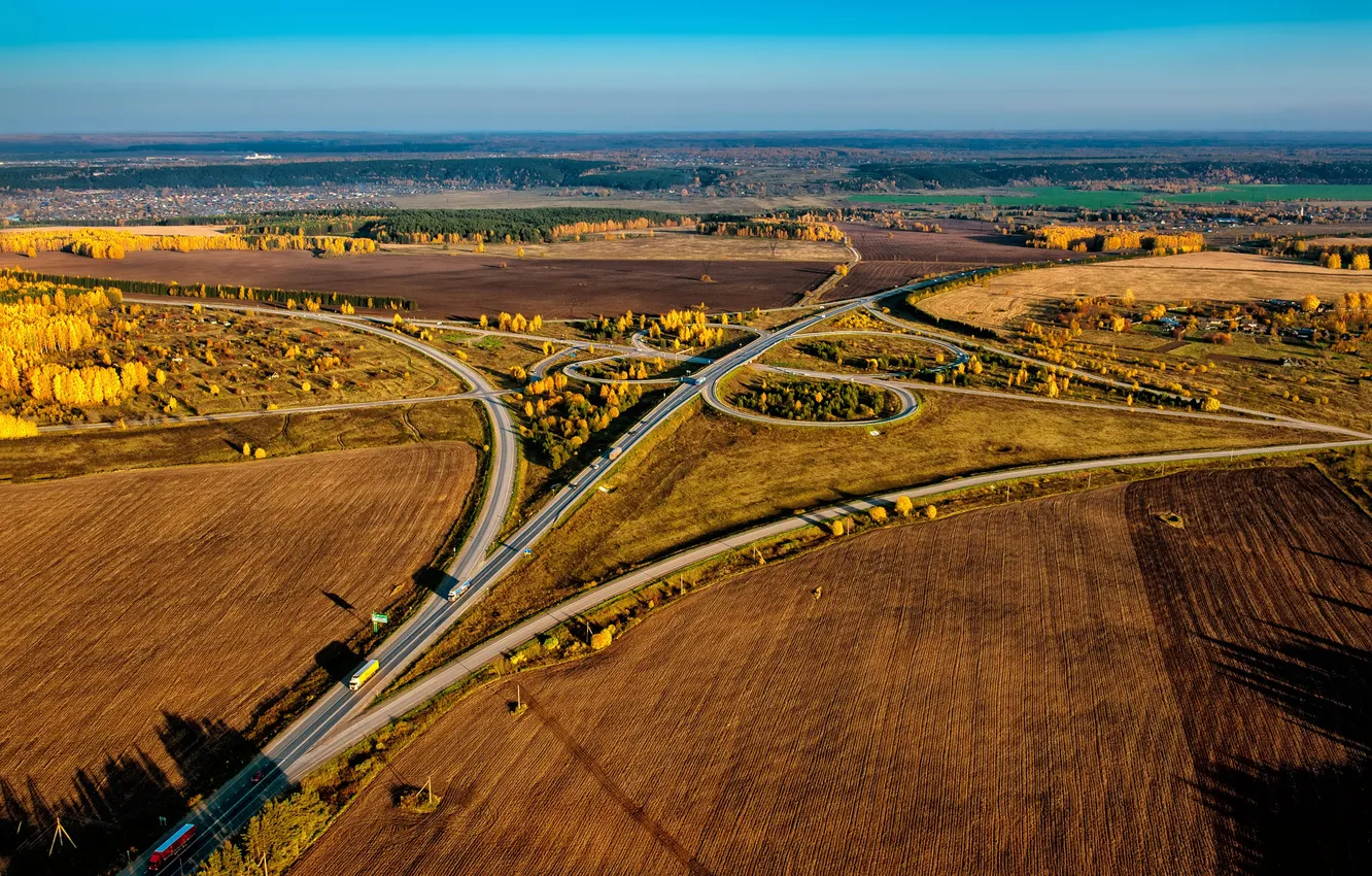 Photo wallpaper road, autumn, nature, photo, top, dazai