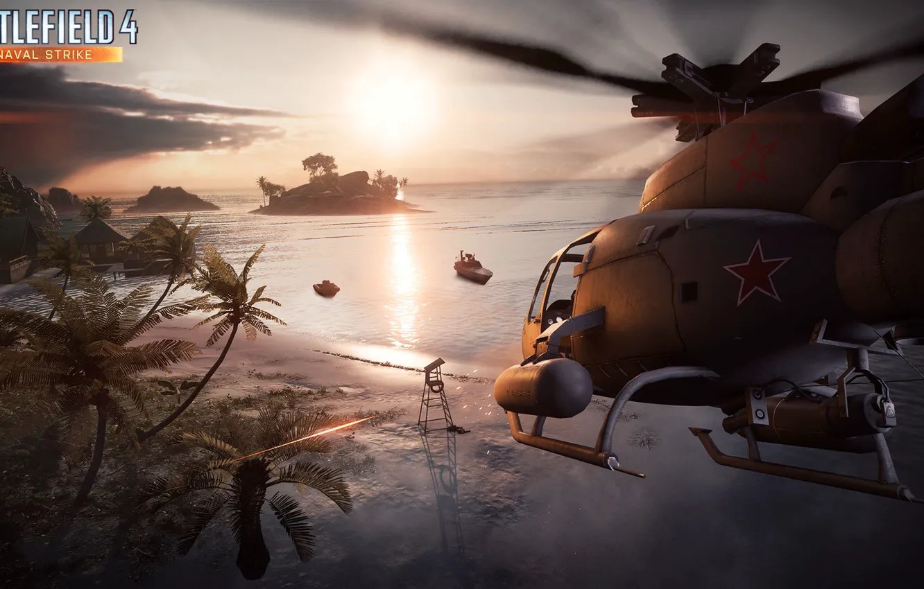 Photo wallpaper helicopter, Electronic Arts, Battlefield 4, naval strike