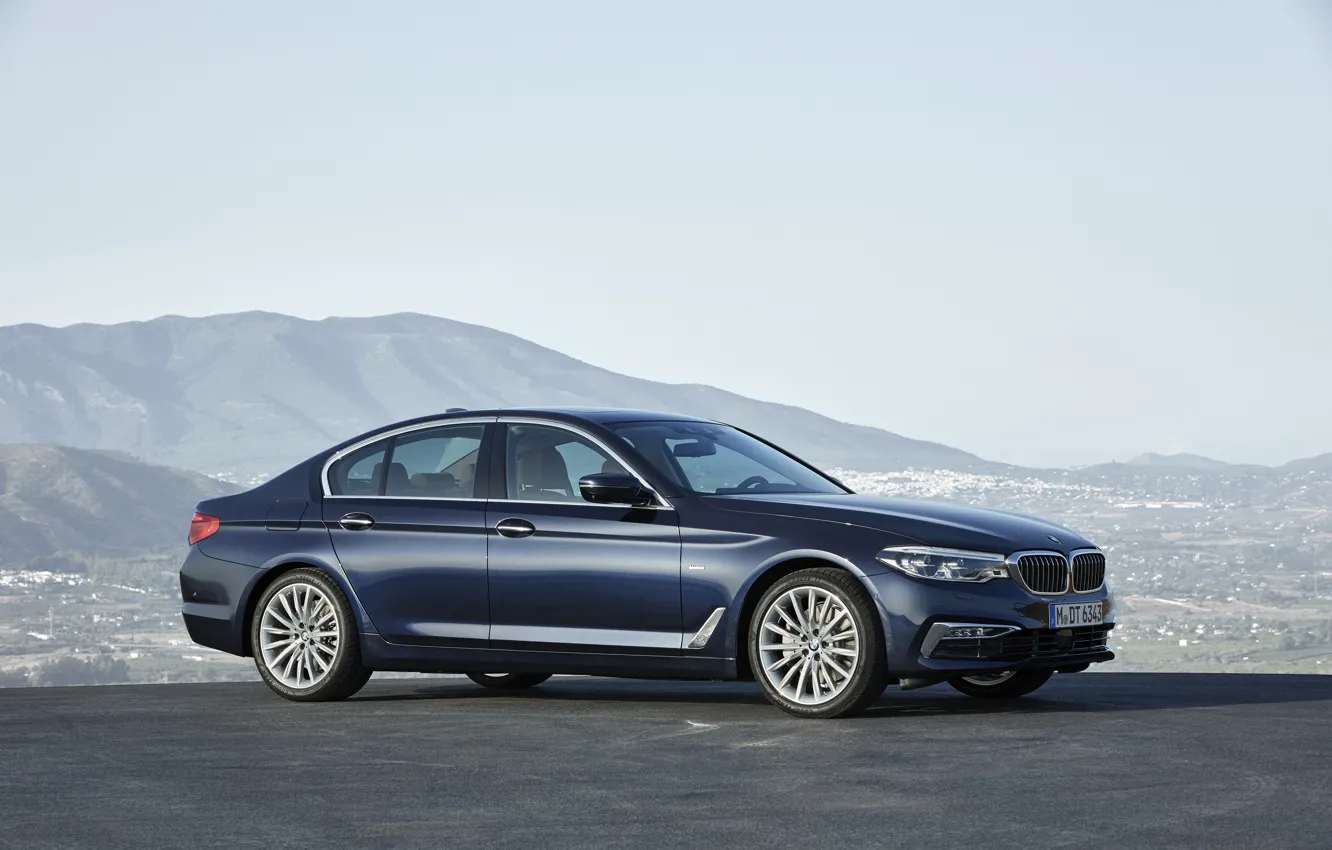 Photo wallpaper the sky, mountains, BMW, sedan, Playground, xDrive, 530d, Luxury Line