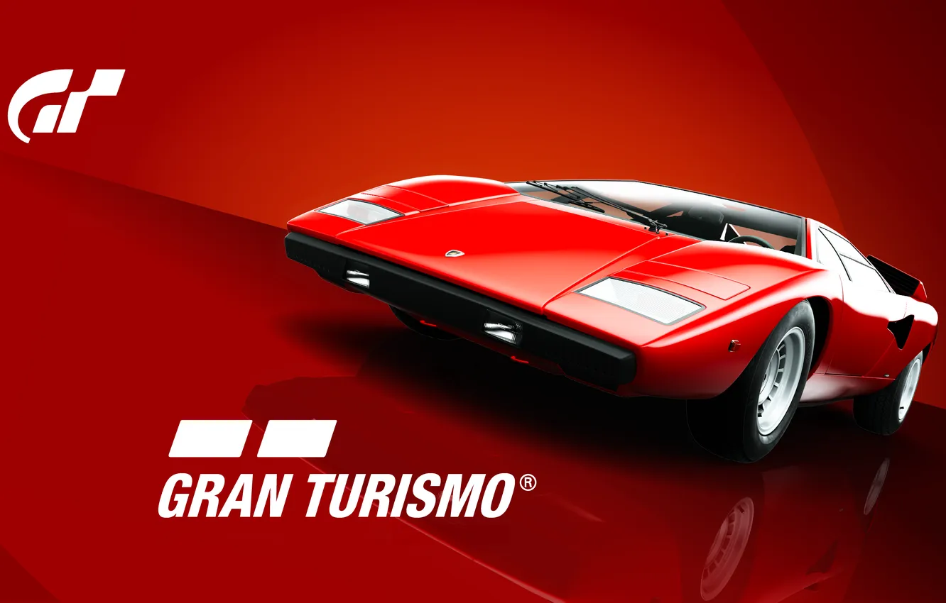 Photo wallpaper Games, Lamborghini Countach, Gran Turismo, LP400, Red background