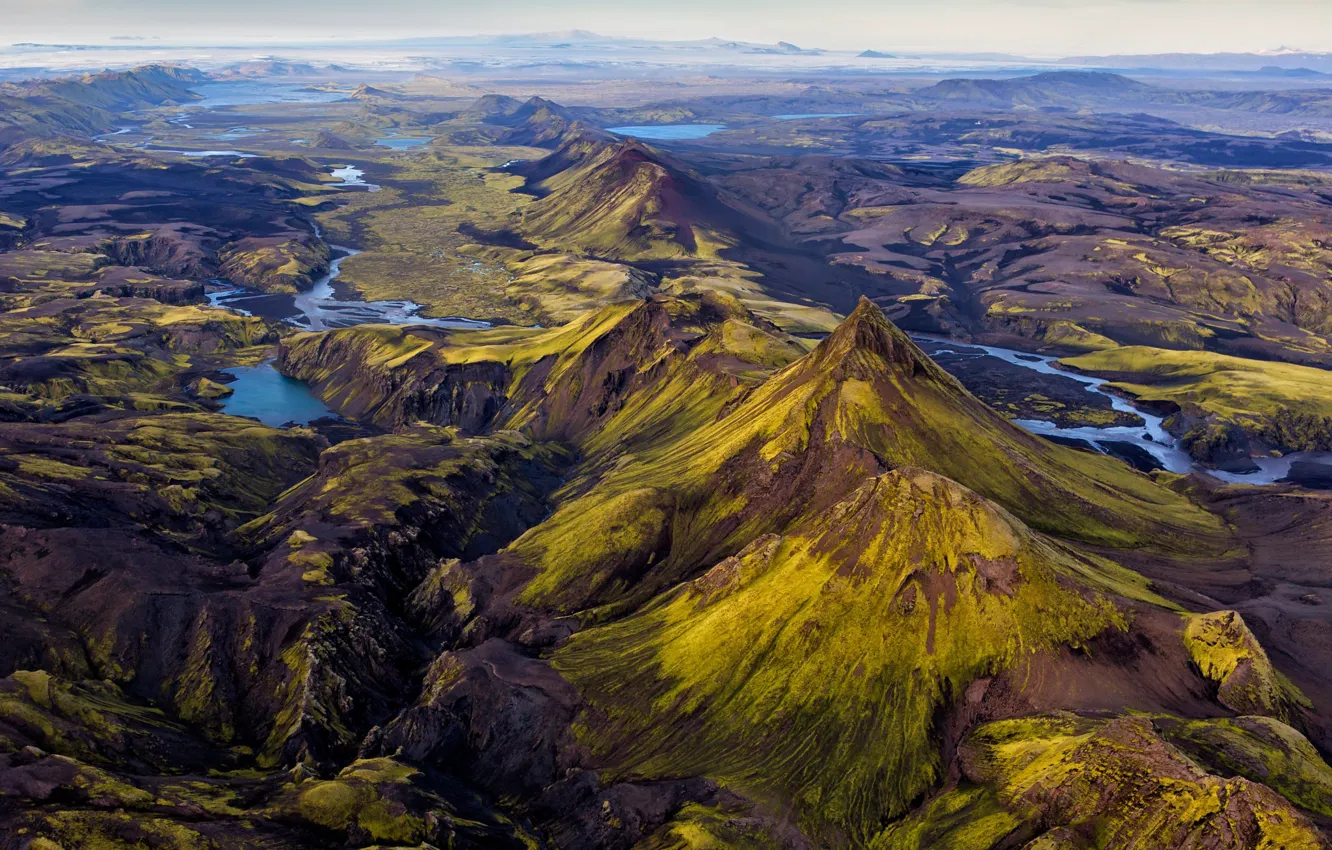 Photo wallpaper mountains, valley, Iceland, river, lake