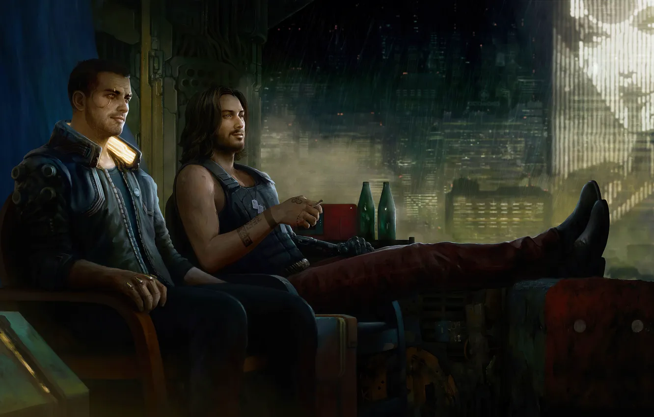 Photo wallpaper Two, Keanu Reeves, Men, Keanu Reeves, Cyberpunk 2077, Video Game