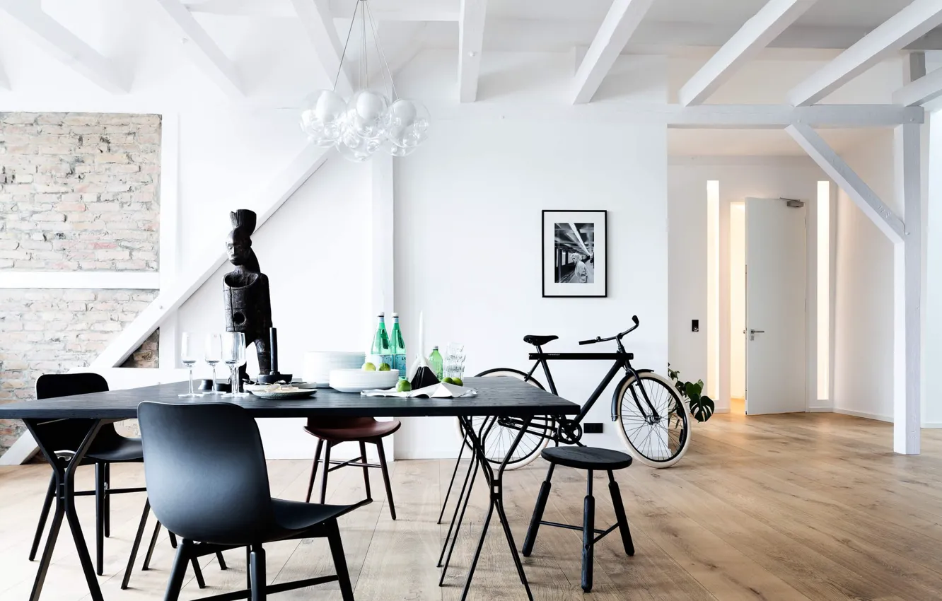 Photo wallpaper design, style, interior, dining room, by Santiago Brotons Design, Loft in Berlin