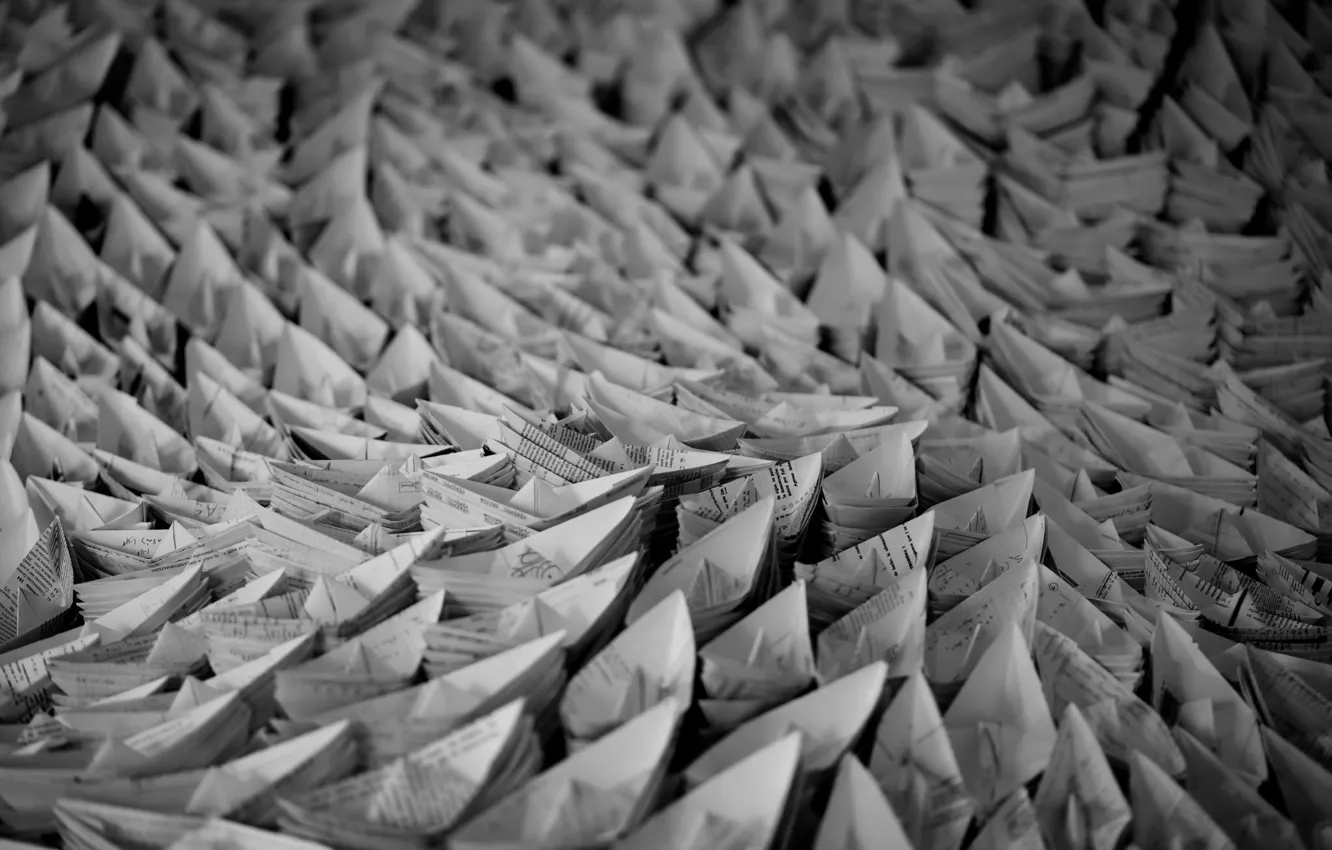 Photo wallpaper paper, ships, origami