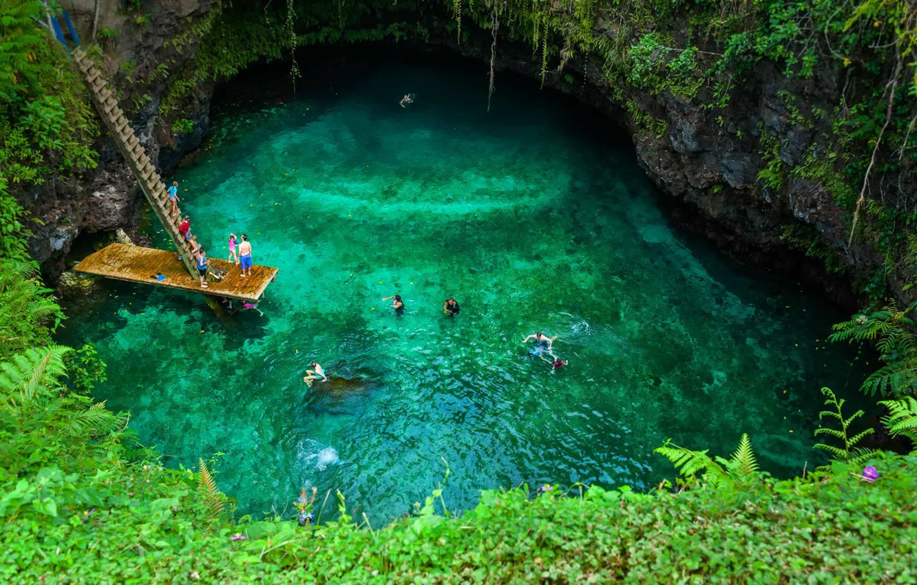 Photo wallpaper cave, failure, Samoa, the island of Upolu