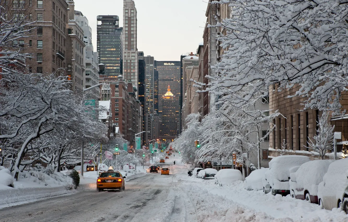 Photo wallpaper city, the city, USA, NYC, winter, New_York