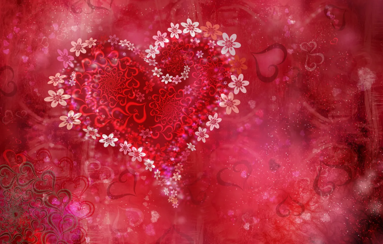 Photo wallpaper flowers, holiday, heart, Valentine's day, Valentine flowers