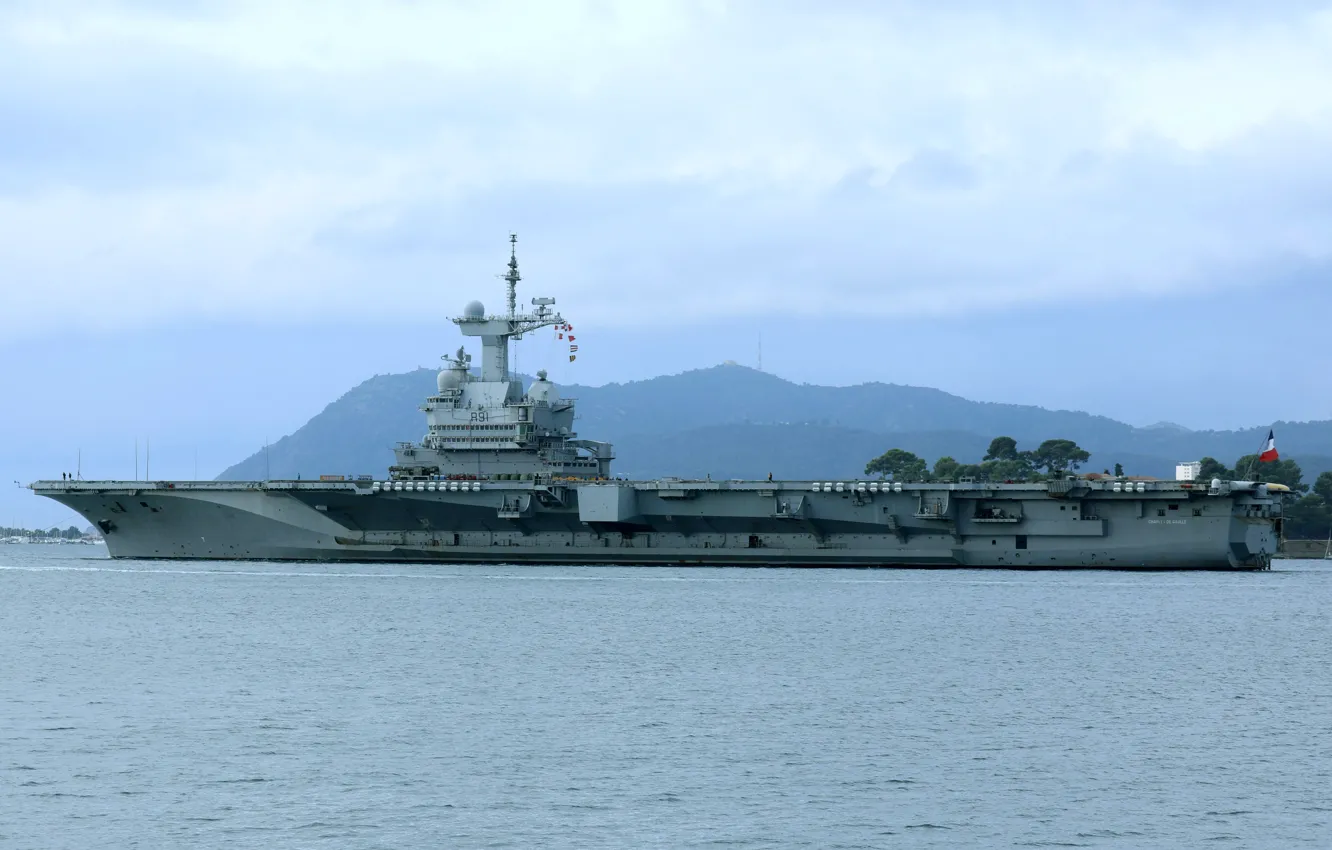 Photo wallpaper the carrier, Charles de Gaulle, French Navy, Toulon