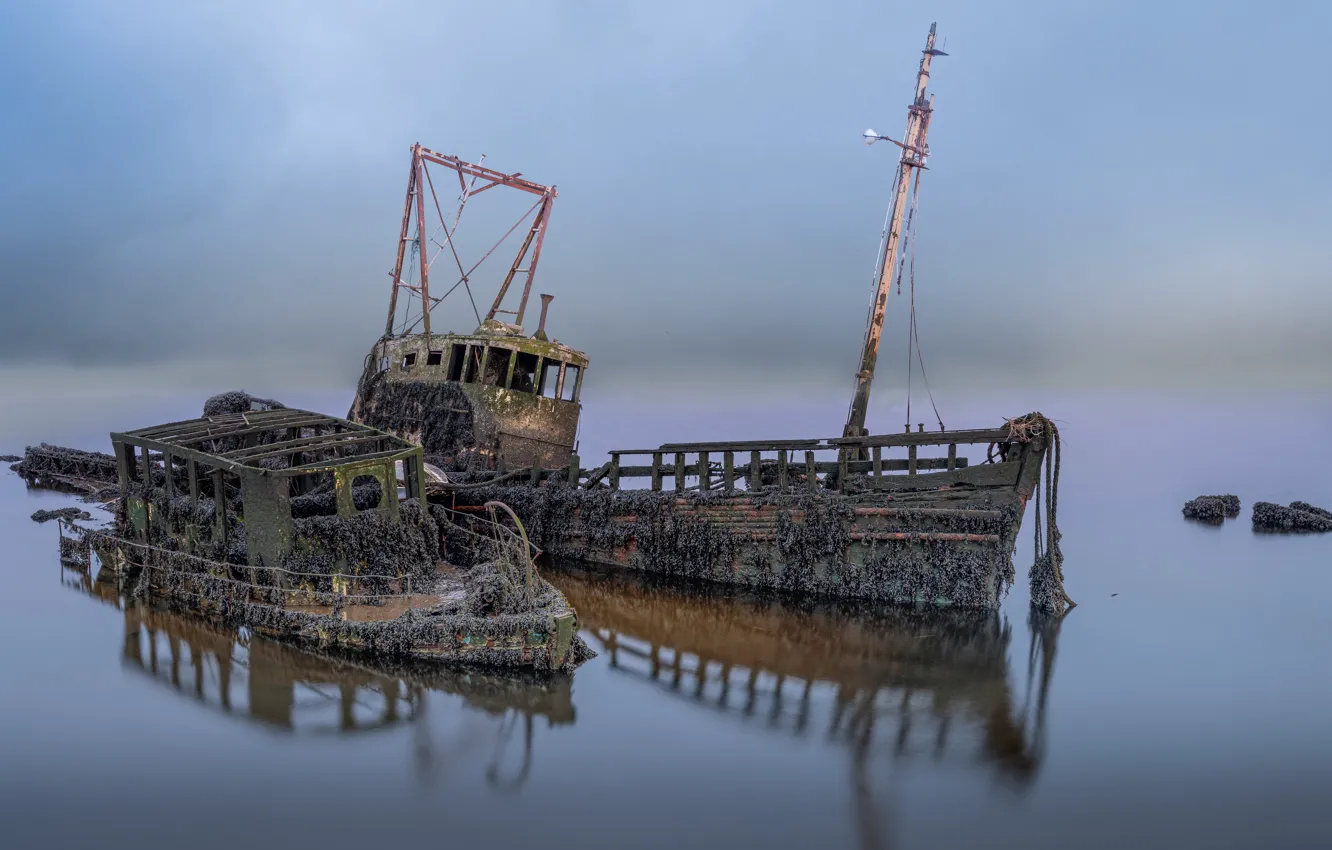 Photo wallpaper background, ship, scrap