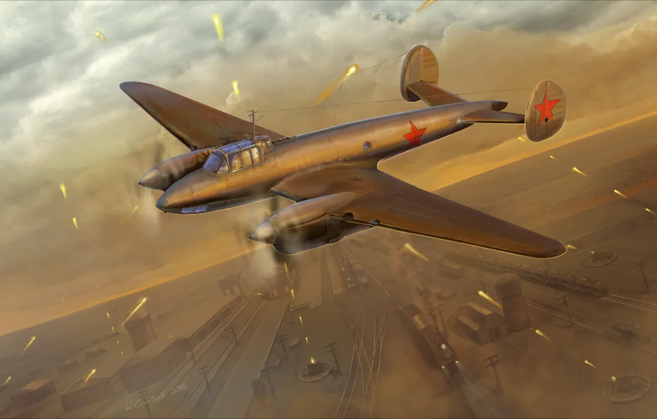 Photo wallpaper USSR, THE RED ARMY AIR FORCE, Heavy fighter, Pe-3bis