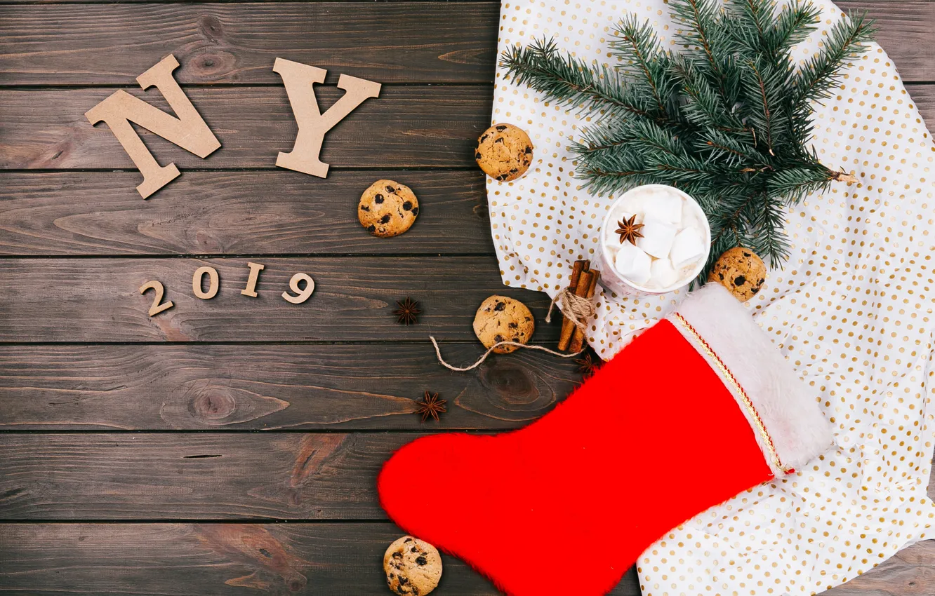 Photo wallpaper decoration, New Year, cookies, Christmas, gifts, Christmas, New Year, gift