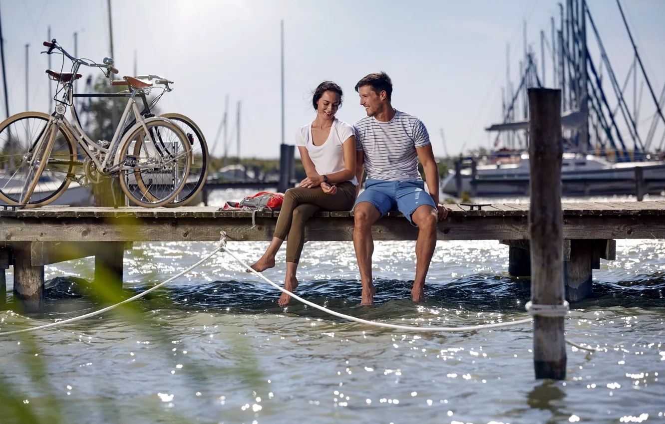 Photo wallpaper bike, romance, two