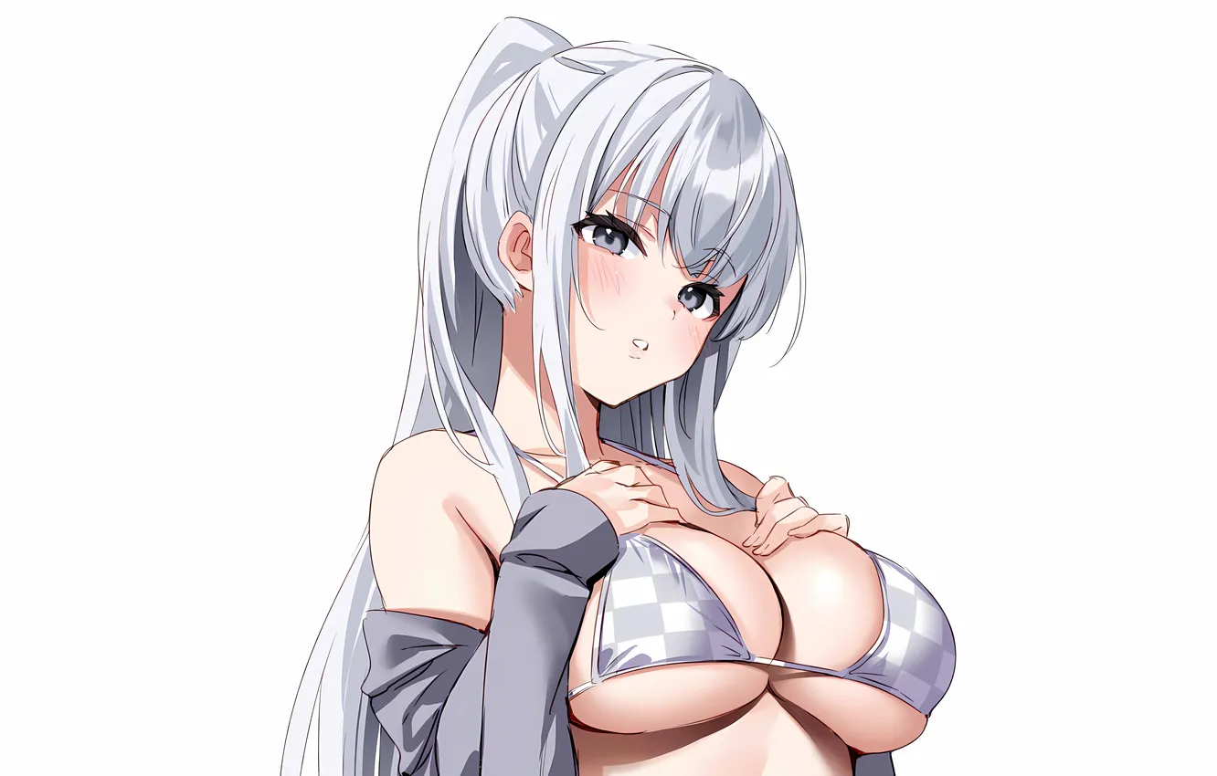 Photo wallpaper girl, sexy, cleavage, long hair, boobs, sexy girl, anime, beautiful