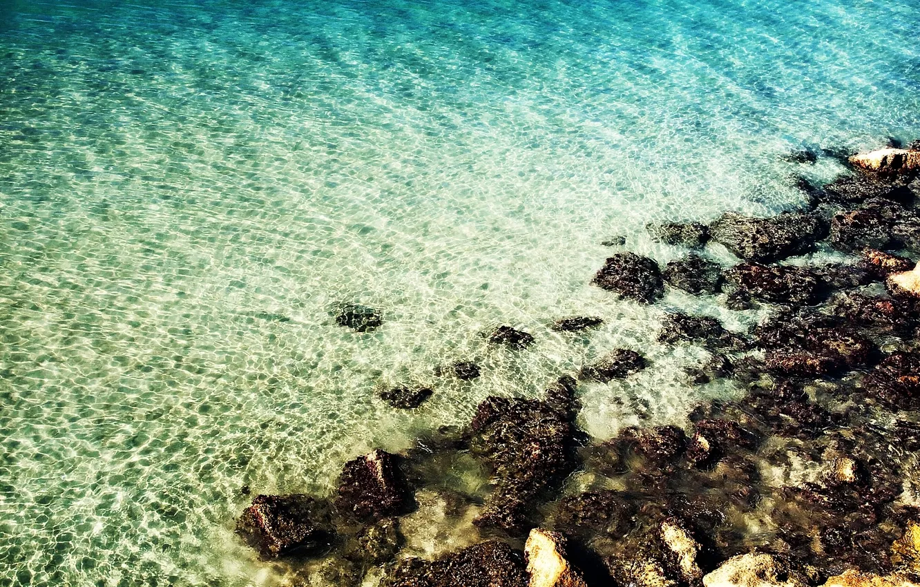 Photo wallpaper water, stones, stranded, small surf