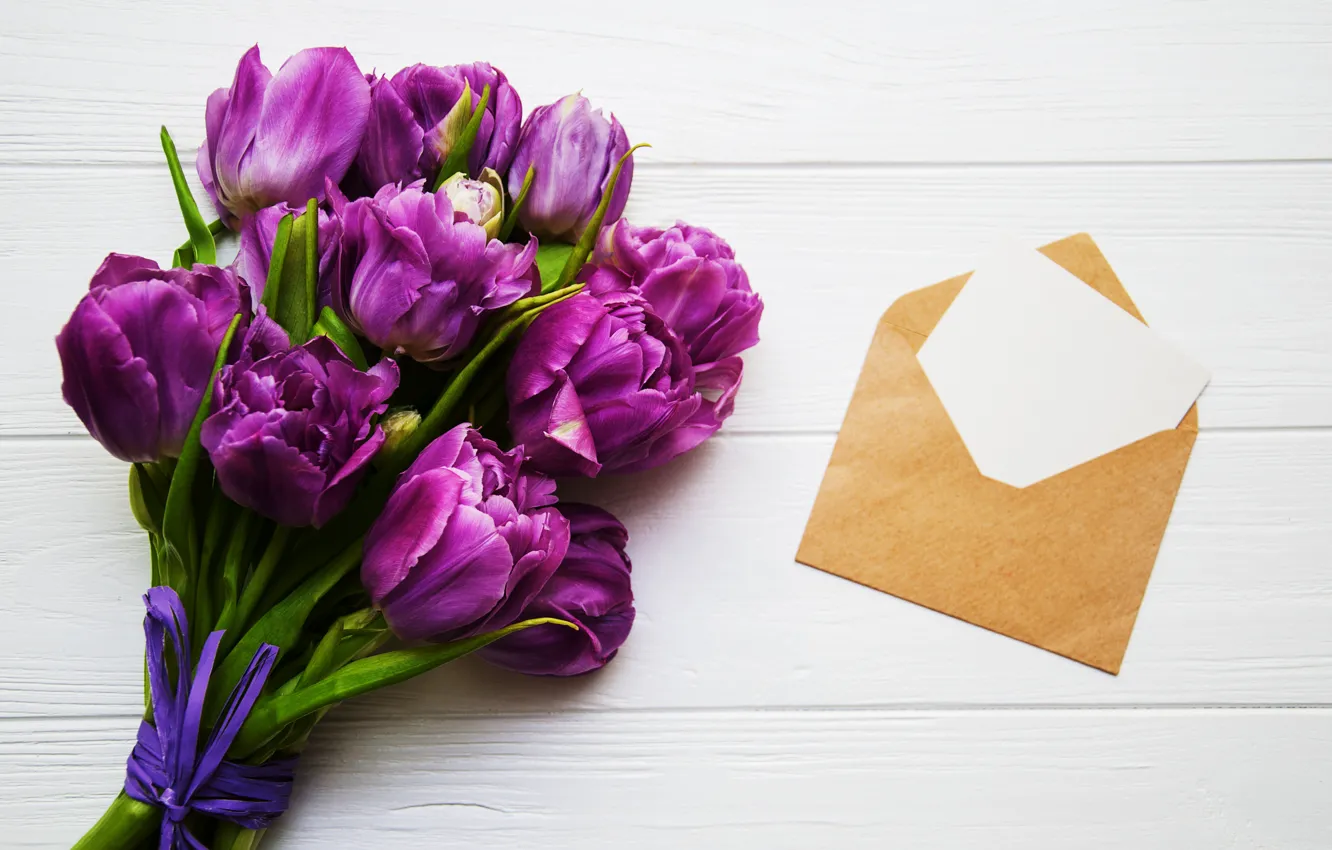 Photo wallpaper bouquet, tulips, the envelope, Olena Rudo