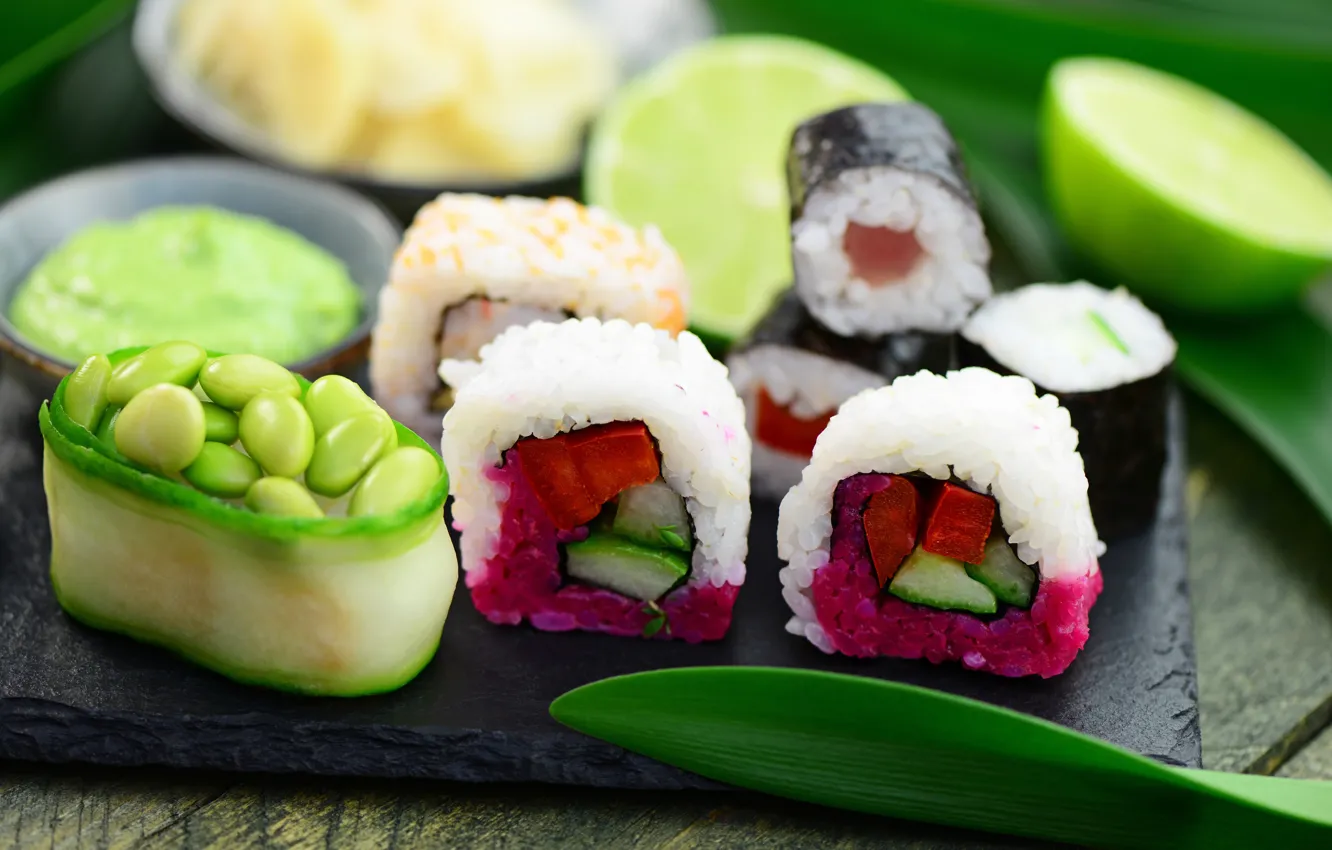 Photo wallpaper food, sushi, seafood