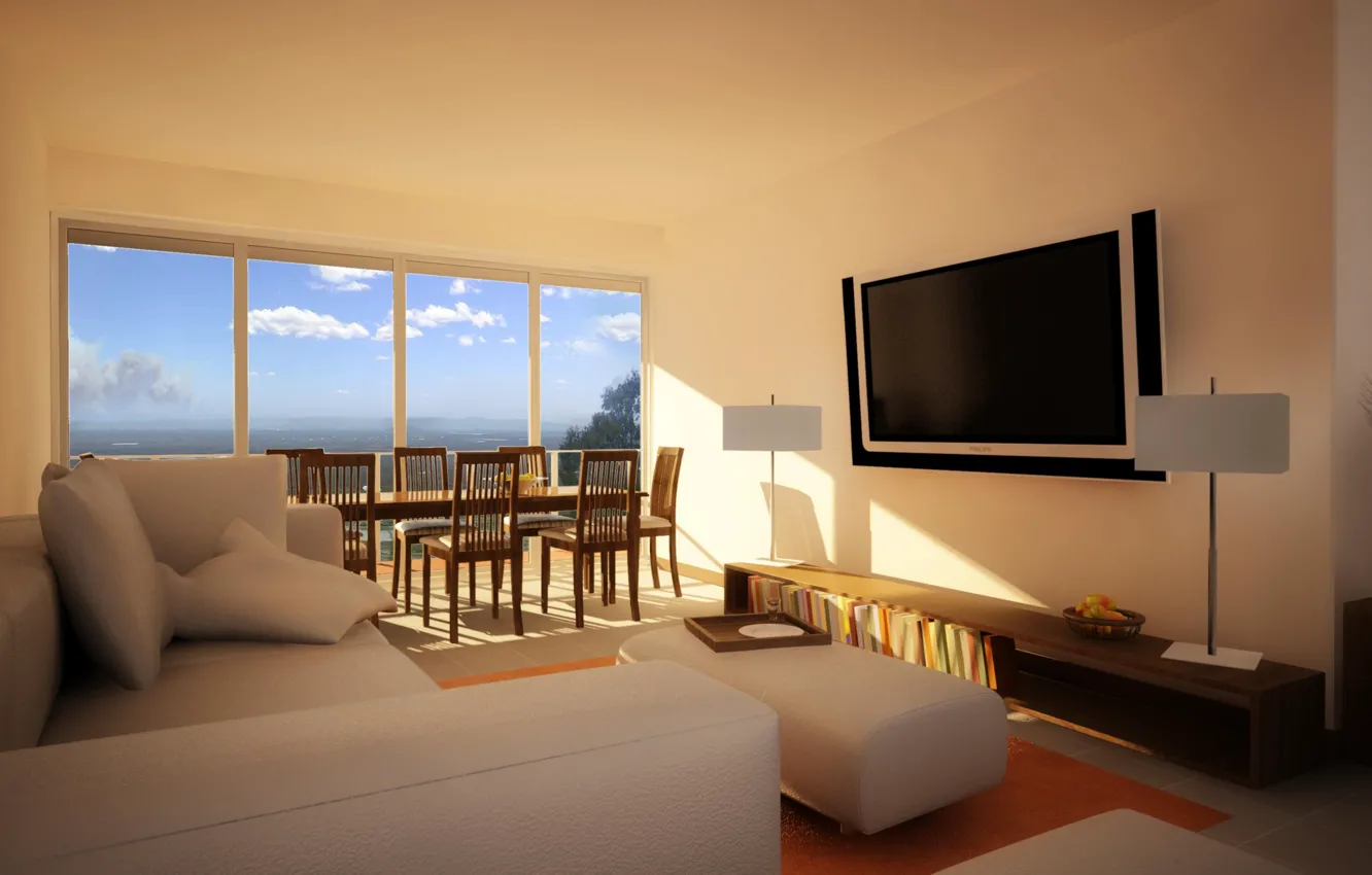 Photo wallpaper interior, design. house, beige living room