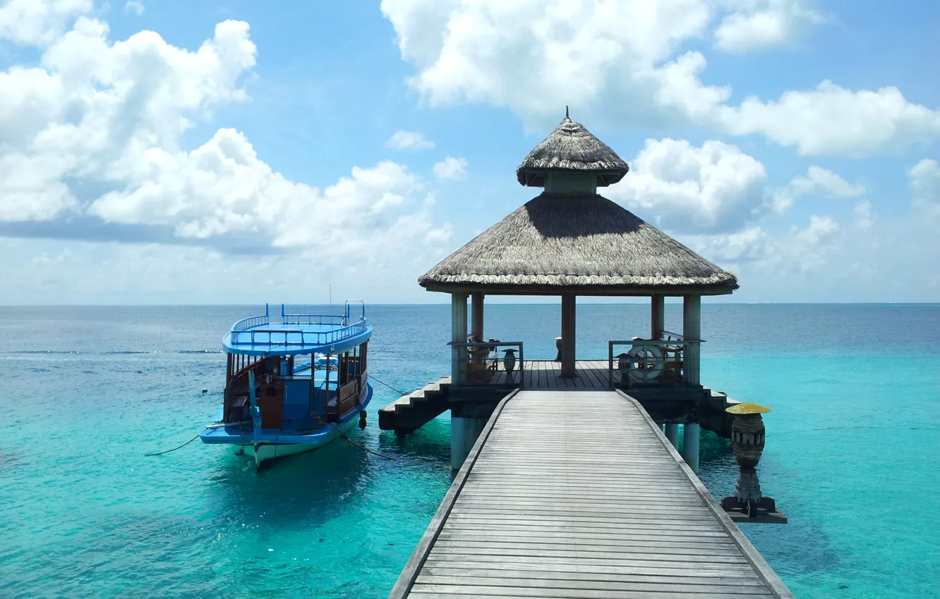 Photo wallpaper sea, the sky, the ocean, stay, island, vacation, the Maldives