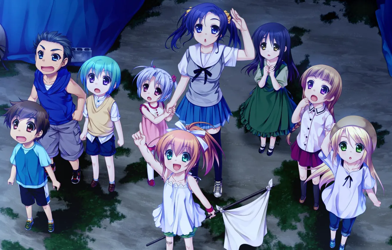 Photo wallpaper children, the game, anime, art, walk, Sora no Mukou de Sakimasu You Ni