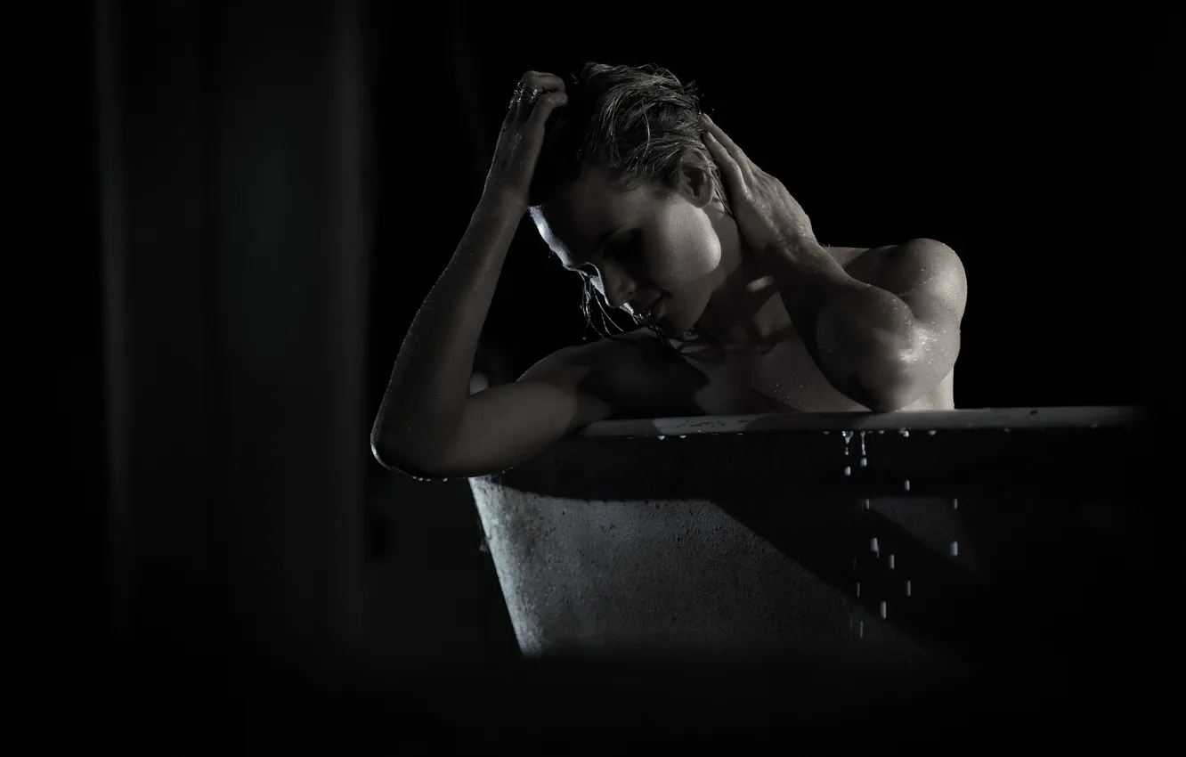 Photo wallpaper girl, background, bath