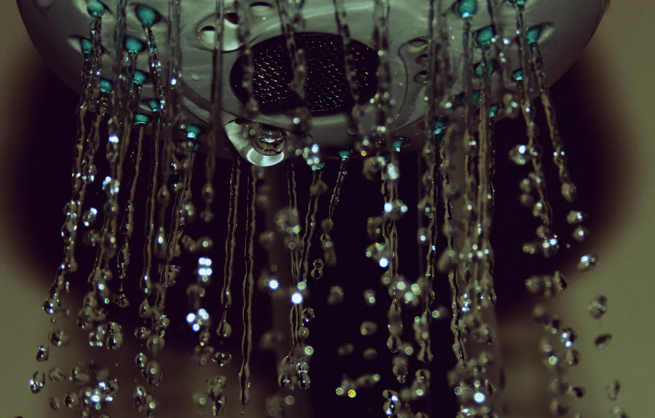 Photo wallpaper water, drops, shower