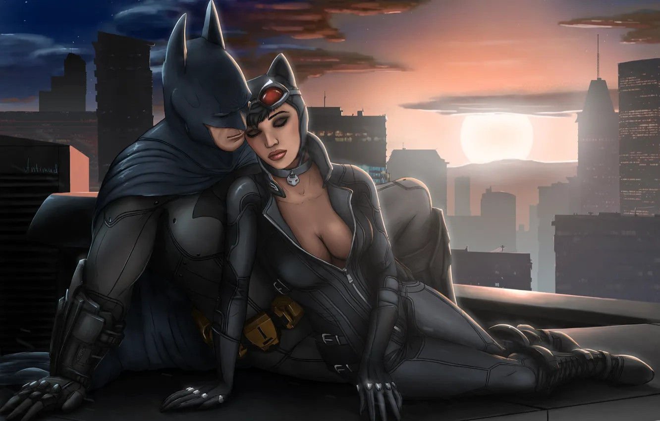 Photo wallpaper roof, Batman: Arkham City, costumes, Batman X Catwoman