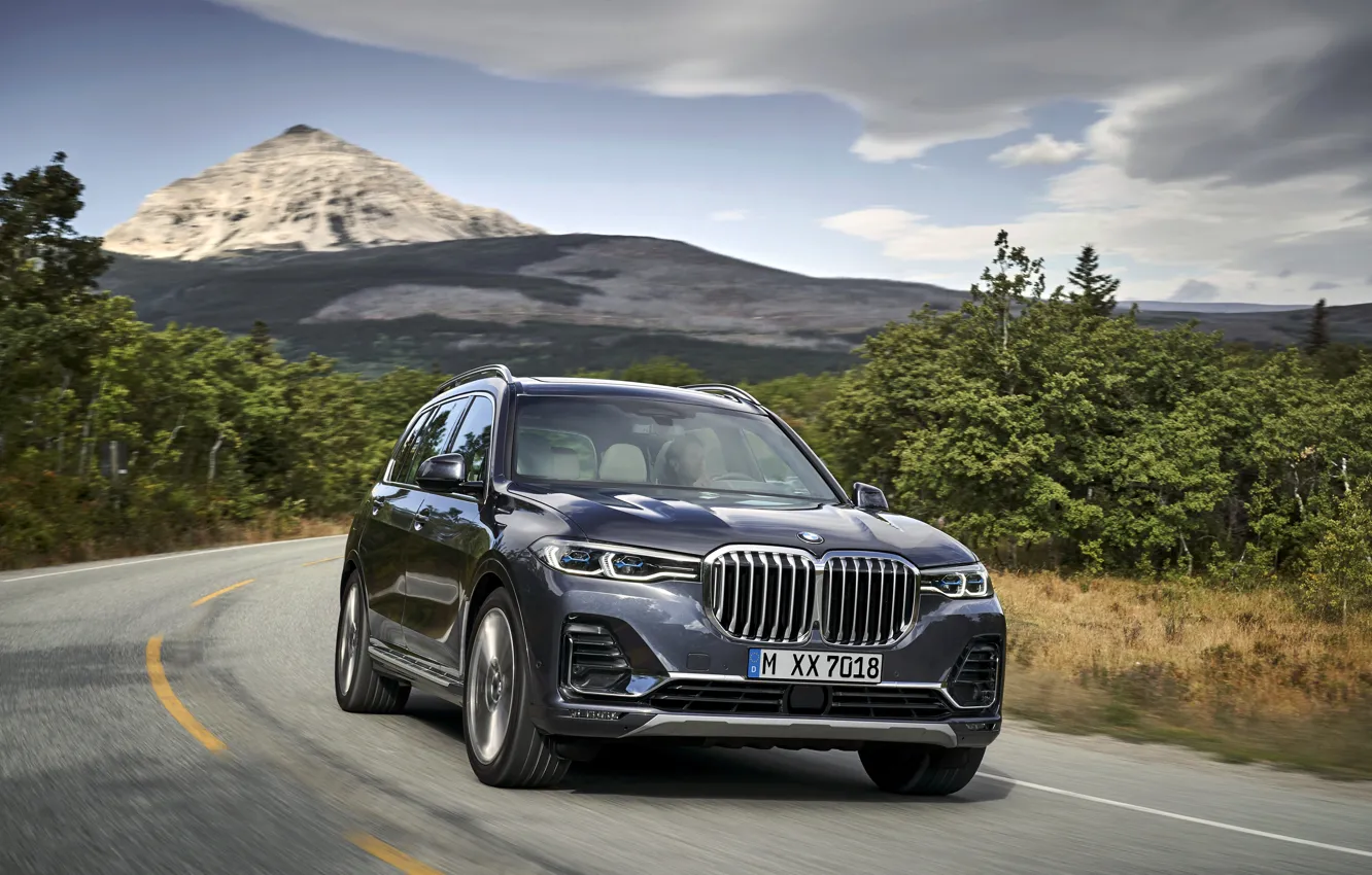 Photo wallpaper road, mountain, BMW, 2018, crossover, SUV, 2019, BMW X7
